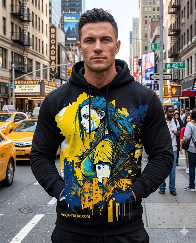 Ukraine Solidarity Hoodie auf dem Broadway, New York