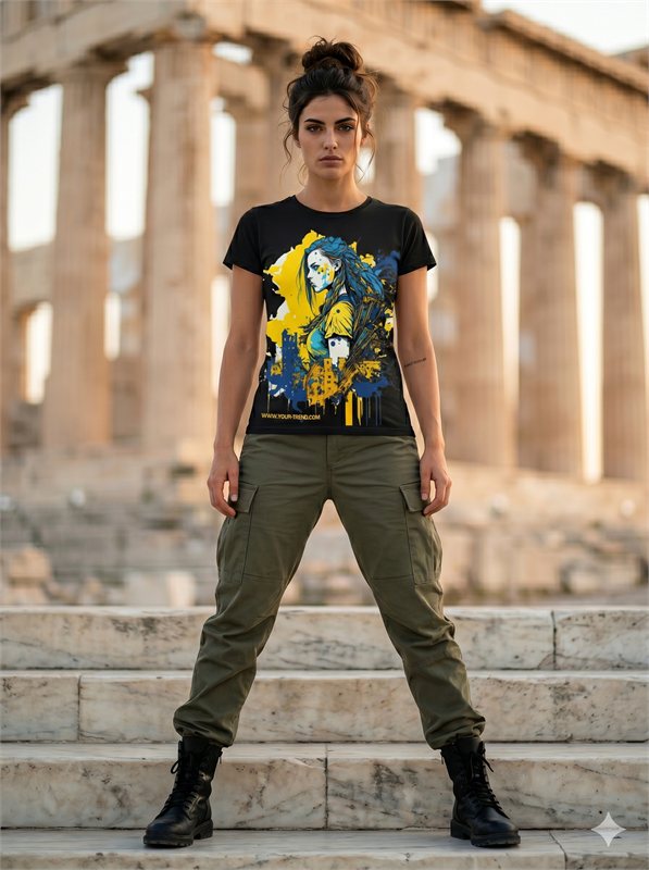 Ukraine Solidarity Tee auf der Akropolis, Athen
