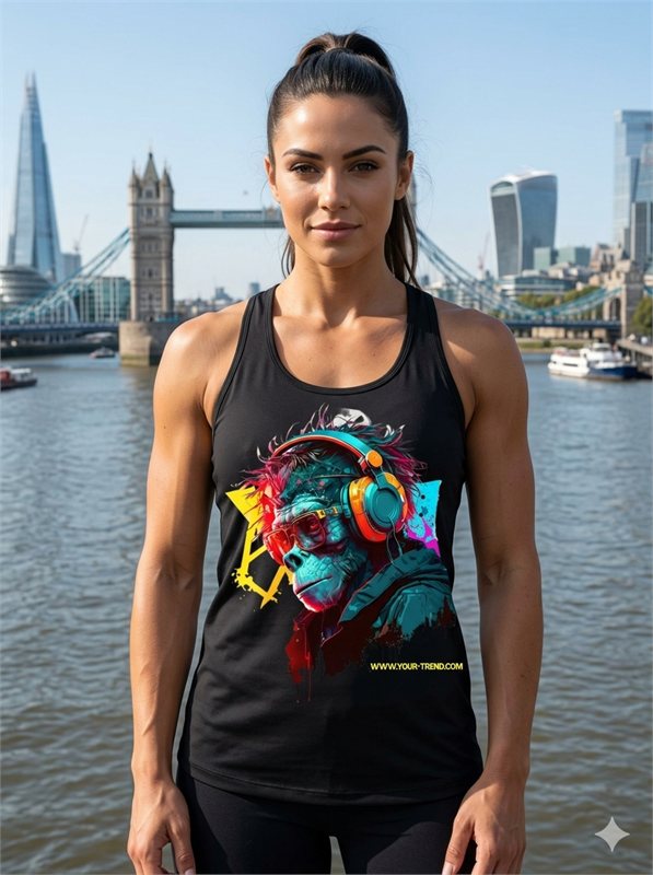 Planet Ape Tank Top mit Tower Bridge im Hintergrund